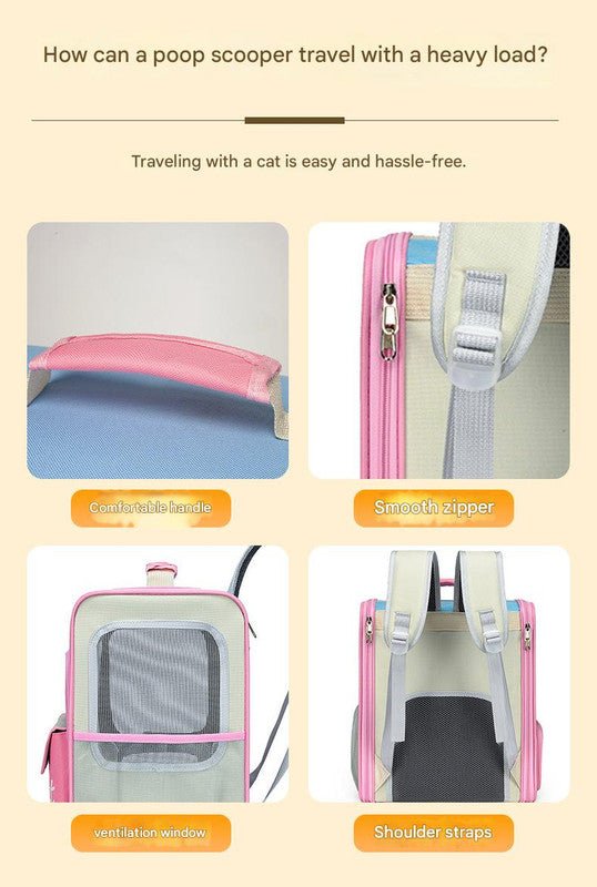 Breathable Pet Carrier Backpack - Large Capacity, Multiple Windows, Oxford Cloth(pink) - RnR Galore