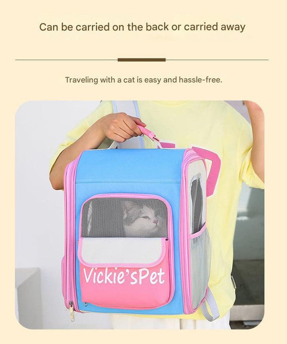 Breathable Pet Carrier Backpack - Large Capacity, Multiple Windows, Oxford Cloth(pink) - RnR Galore