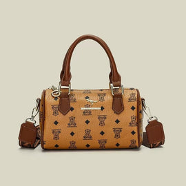 Brown bear Stylish PU Leather Boston Bag - Elegant Retro Single Shoulder Crossbody Handbag for Women - RnR Galore