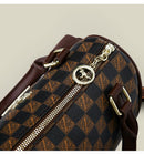 Brown checkered pattern Stylish PU Leather Boston Bag - Elegant Retro Single Shoulder Crossbody Handbag for Women - RnR Galore