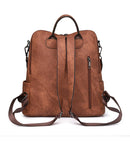 Brown Chic Women's PU Leather Convertible Backpack - Anti - Theft Design, Multi - Pocket Shoulder Bag with Tassel - RnR Galore