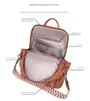 Brown Chic Women's PU Leather Convertible Backpack - Anti - Theft Design, Multi - Pocket Shoulder Bag with Tassel - RnR Galore