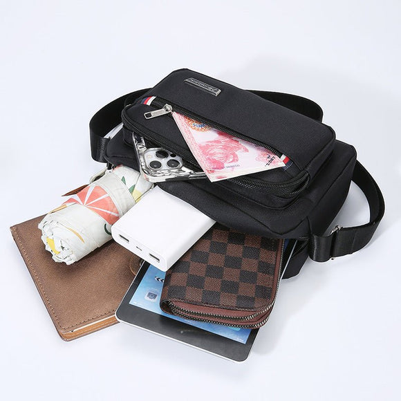 Brown Dual - Style Men's Oxford Cloth Crossbody Bag Bundle - Oxford Cloth Business Shoulder Bag, Multi - Functional Large Capacity, Fits 8 - inch Tablet - RnR Galore