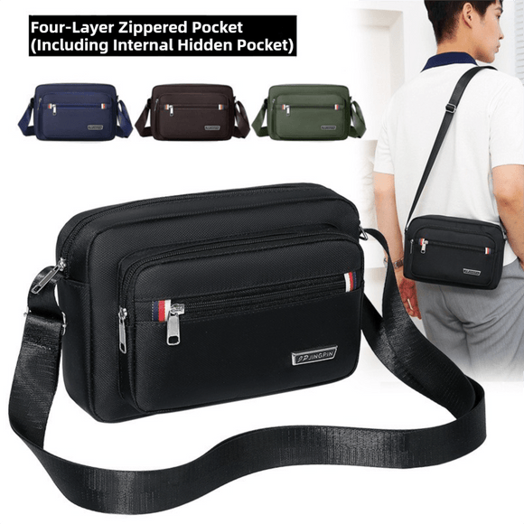 Brown Dual - Style Men's Oxford Cloth Crossbody Bag Bundle - Oxford Cloth Business Shoulder Bag, Multi - Functional Large Capacity, Fits 8 - inch Tablet - RnR Galore
