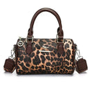 Brown leopard print Stylish PU Leather Boston Bag - Elegant Retro Single Shoulder Crossbody Handbag for Women - RnR Galore