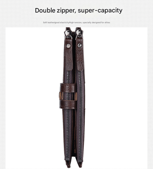 Brown Men's Vintage PU Leather Long Wallet - High Capacity Dual Zipper Clutch with Phone & Card Slots - RnR Galore