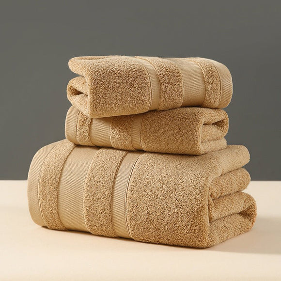 Brown Premium 3 - Piece 100% Cotton Towel Set - Ultra Soft, Absorbent & Quick - Dry for Bathroom - RnR Galore