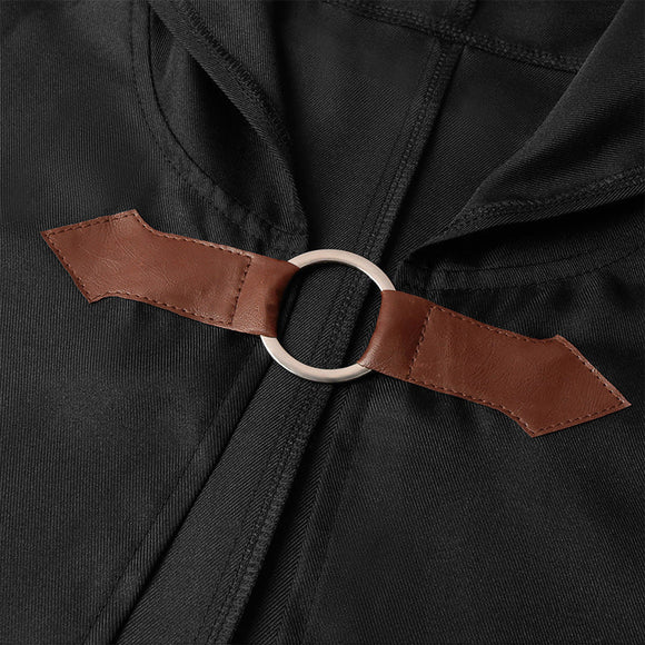Brown Shadow Wanderer Hooded Cape - Premium Velvet Robe for Jedi, Wizard & Medieval Cosplay - RnR Galore