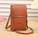 Brown Women's Cute Mini PU Leather Crossbody Phone Bag (19x12x4cm) - Touch Screen Window, Vertical Style - RnR Galore