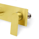 Brushed Gold Cubic Square Wall Mount Basin Mixer Laundry Tap Spout Vanity Faucet - RnR Galore