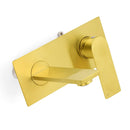Brushed Gold Cubic Square Wall Mount Basin Mixer Laundry Tap Spout Vanity Faucet - RnR Galore