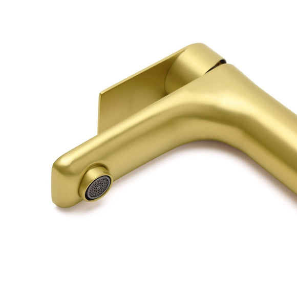 Brushed Gold Round Short Bathroom Vanity Laundry Chrome Basin Mixer Faucet Tap - RnR Galore