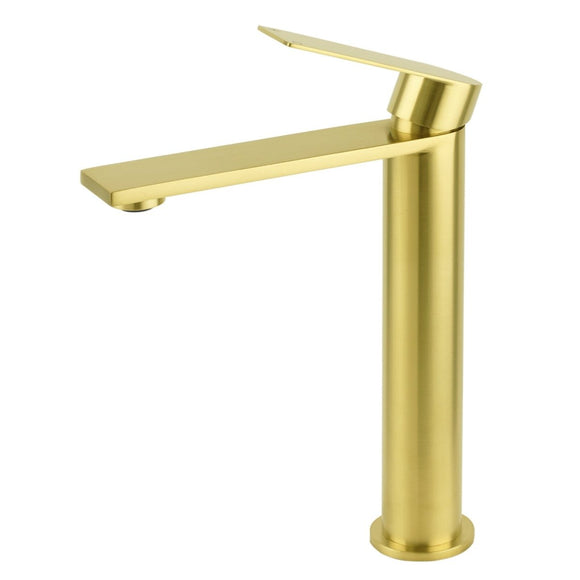 Brushed Gold Stainless Steel Tall Basin Mixer Vanity Sink Faucet Laundry Spout - RnR Galore