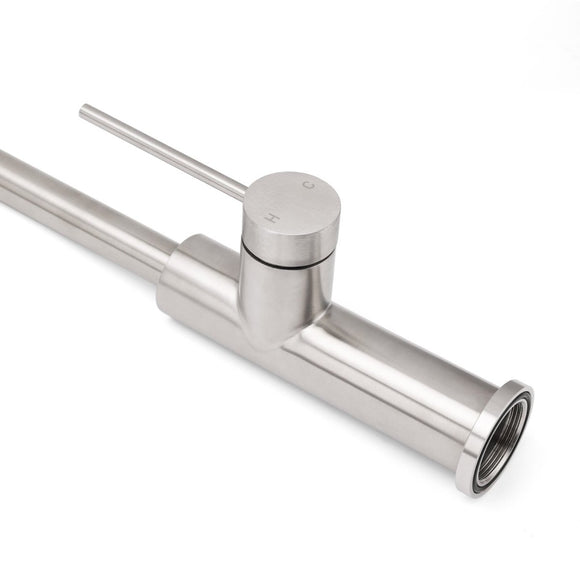 Brushed Nickel 435mm Tall Slim Round Kitchen Laundry Sink Mixer Faucet Tap Spout - RnR Galore