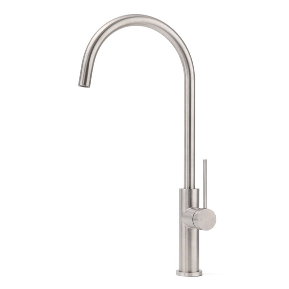 Brushed Nickel 435mm Tall Slim Round Kitchen Laundry Sink Mixer Faucet Tap Spout - RnR Galore