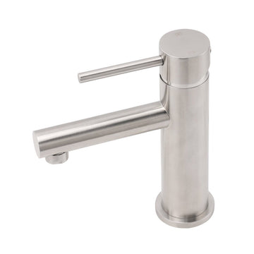 Brushed Nickel Basic Round Bathroom Basin Mixer Laundry Vanity Sink Faucet Tap - RnR Galore