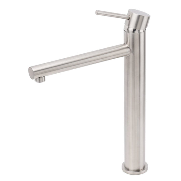 Brushed Nickel Classic Round Bathroom Basin Straight Spout Mixer Sink Faucet Tap - RnR Galore