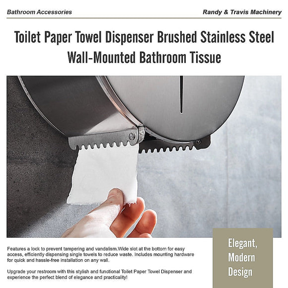 Brushed Stainless Steel Wall Mounted Toilet Paper Towel Dispenser - RnR Galore