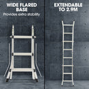 Bullet 2.9m Folding Aluminium Multipurpose Ladder, w/ Workshelf Platform, Spring Assisted Rapid Safety Lock Adjusters - RnR Galore