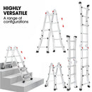 Bullet 2.9m Folding Aluminium Multipurpose Ladder, w/ Workshelf Platform, Spring Assisted Rapid Safety Lock Adjusters - RnR Galore