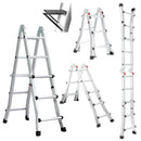 Bullet 2.9m Folding Aluminium Multipurpose Ladder, w/ Workshelf Platform, Spring Assisted Rapid Safety Lock Adjusters - RnR Galore