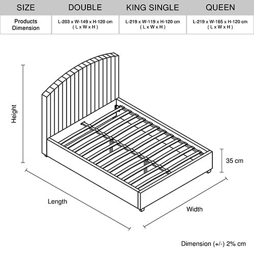 Camelia Queen Size Bed Frame Pink Velvet Upholstery High Headboard Quality Slats Metal Structure - RnR Galore