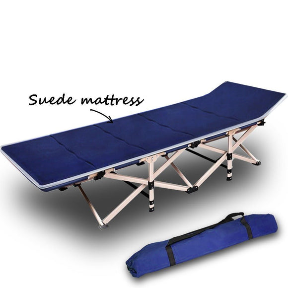 Camping Portable Stretcher Single Foldable Folding Bed Mattress Recliner Mat - navy - RnR Galore