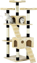 CARLA HOME 180cm Cat Tree Tower for Indoor Cats with Dual Condos, Plush Perches, Sisal Scratching Posts & Ramps for Kittens & Adult Cats (Beige) - RnR Galore