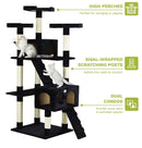 CARLA HOME 180cm Cat Tree Tower for Indoor Cats with Dual Condos, Plush Perches, Sisal Scratching Posts & Ramps for Kittens & Adult Cats (Black) - RnR Galore