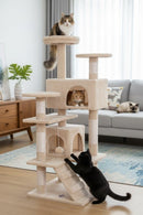 CARLA HOME 180cm Cat Tree Tower for Indoor Cats with Plush Perches, Dual Condos, Natural Sisal Scratching Posts & Ramp for Kittens & Adult Cats (Beige) - RnR Galore
