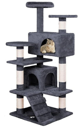 CARLA HOME 180cm Cat Tree Tower for Indoor Cats with Plush Perches, Dual Condos, Natural Sisal Scratching Posts & Ramp for Kittens & Adult Cats (Dark Grey) - RnR Galore