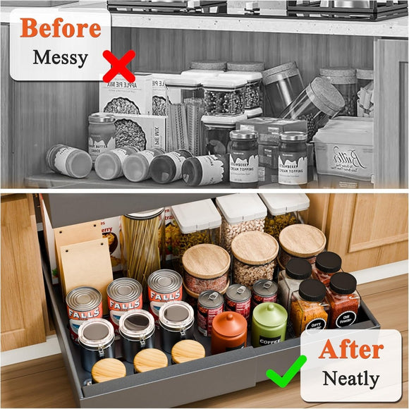 CARLA HOME 2 Pack Pull Out Cabinet Organizer Expandable for Cabinets with Adjustable Slide Out Shelves and Easy Installation (Grey) - RnR Galore