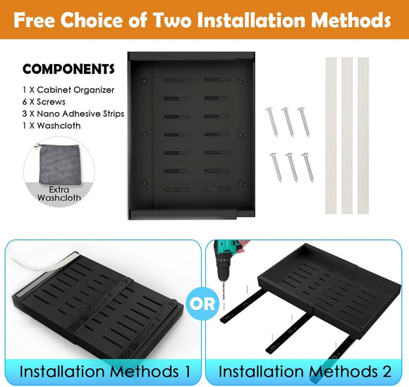 CARLA HOME 2 Pack Pull Out Cabinet Organizer Expandable for Cabinets with Adjustable Slide Out Shelves and Easy Installation (Grey) - RnR Galore