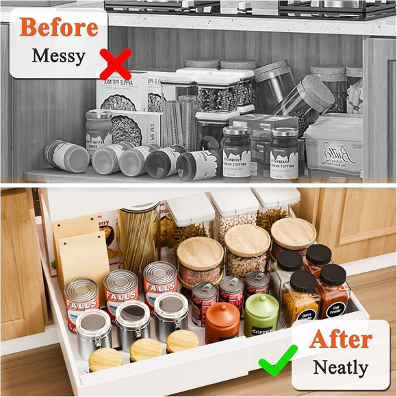 CARLA HOME 2 Pack Pull Out Cabinet Organizer Expandable for Cabinets with Adjustable Slide Out Shelves and Easy Installation (White) - RnR Galore