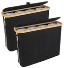 CARLA HOME 2 pack Toilet Paper Storage Basket Holds Up to 12 Rolls with Bamboo Lid and Handle for RV Closet (Black) - RnR Galore