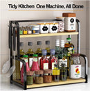CARLA HOME 2 - Tier Wooden Kitchen Countertop Spice Rack for Storage of Condiments, Oils, Jars & Seasoning Bottles - RnR Galore