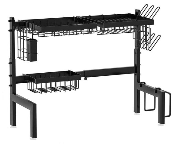 CARLA HOME Adjustable Over the Sink Dish Drying Rack with Utensil Holder, Hooks & Cutting Board Rack for Kitchen Counter Storage - RnR Galore