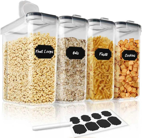 CARLA HOME Airtight Cereal Storage Containers BPA - Free Food Dispensers with Pouring Lids for Pantry & Kitchen (4 Pack 2,5L) - RnR Galore
