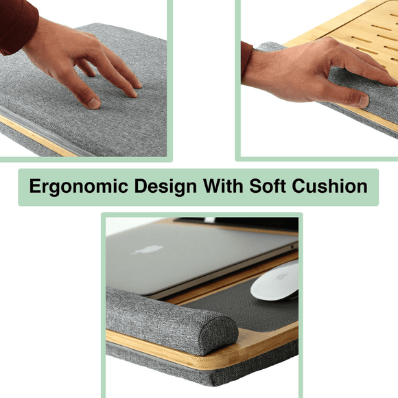 CARLA HOME Bamboo Laptop Lap Desk with Cushion and Angle Adjustable for Office and Home - RnR Galore