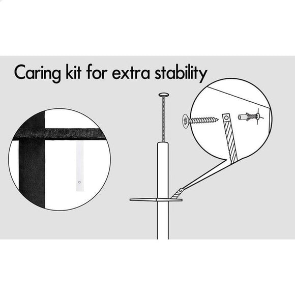 CARLA HOME Floor to Ceiling Cat Tree Tower with Adjustable Height 230 - 286cm for Indoor Cats (Black) - RnR Galore