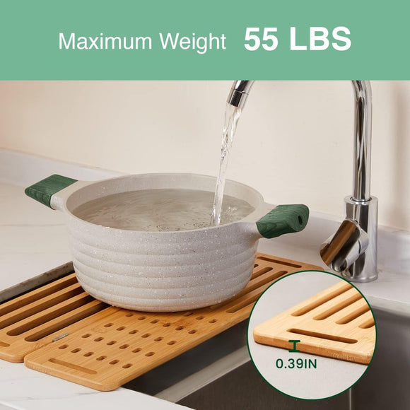 CARLA HOME Foldable Bamboo Dish Drying Rack for Kitchen - RnR Galore