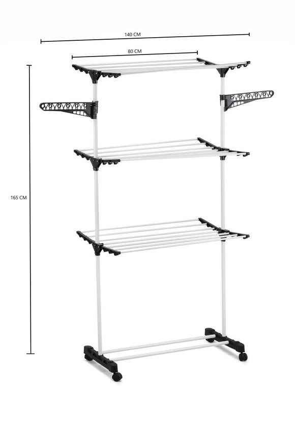 CARLA HOME Folding 3 Tier Clothes Laundry Drying Rack with Stainless Steel Tubes for Indoor & Outdoor Home - RnR Galore