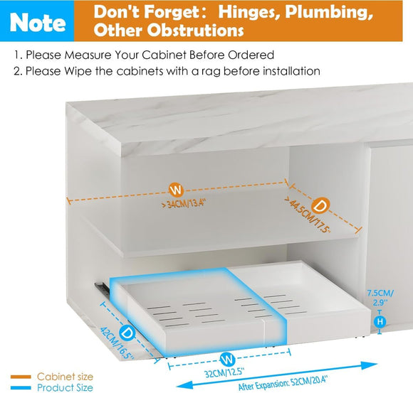CARLA HOME Pack Pull Out Cabinet Organizer Expandable for Cabinets with Adjustable Slide Out Shelves and Easy Installation (White) - RnR Galore