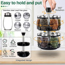 CARLA HOME Rotating Spice Rack Organizer with 16 Glass Jars for Kitchen Seasoning and Herb Storage - RnR Galore