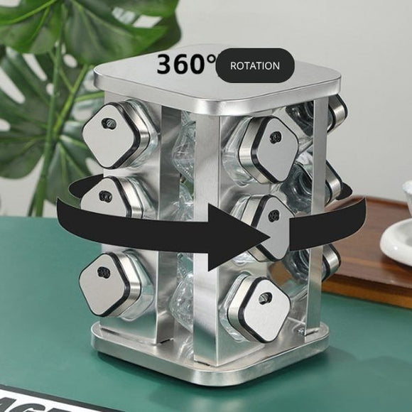 CARLA HOME Rotating Spice Rack Organizer with 20 Glass Jars for Kitchen Countertop - RnR Galore