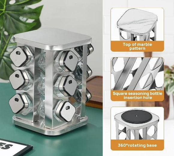 CARLA HOME Rotating Spice Rack Organizer with 20 Glass Jars for Kitchen Countertop - RnR Galore