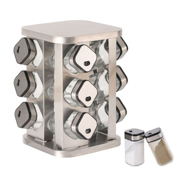 CARLA HOME Rotating Spice Rack Organizer with 20 Glass Jars for Kitchen Countertop - RnR Galore