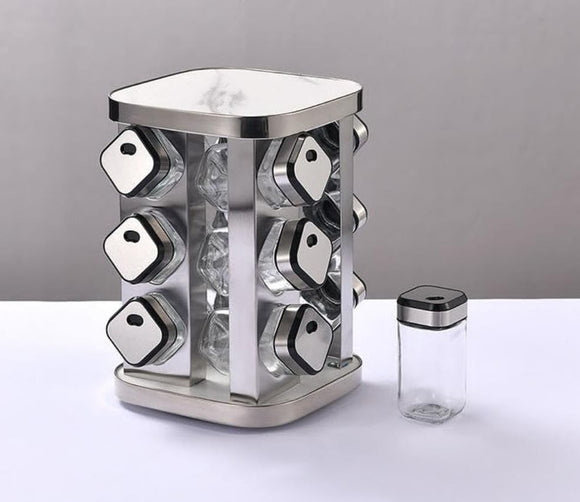 CARLA HOME Rotating Spice Rack Organizer with 20 Glass Jars for Kitchen Countertop - RnR Galore