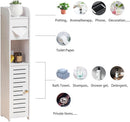 CARLA HOME Slim Bathroom Cabinet with Toilet Paper Holder for Toilet or Laundry Room - RnR Galore