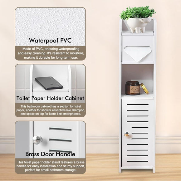 CARLA HOME Slim Bathroom Cabinet with Toilet Paper Holder for Toilet or Laundry Room - RnR Galore